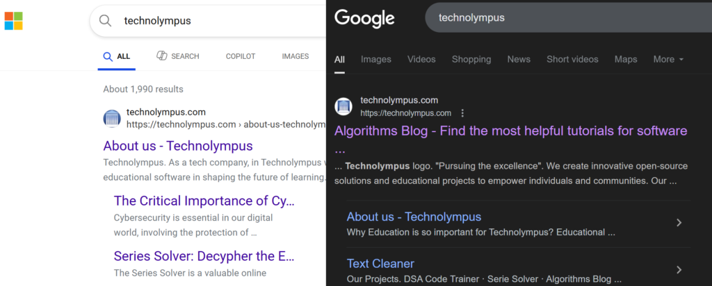Favicon in Bing/Google
