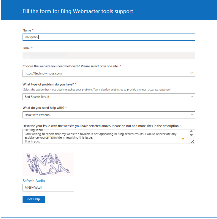  Bing Webmaster tools support