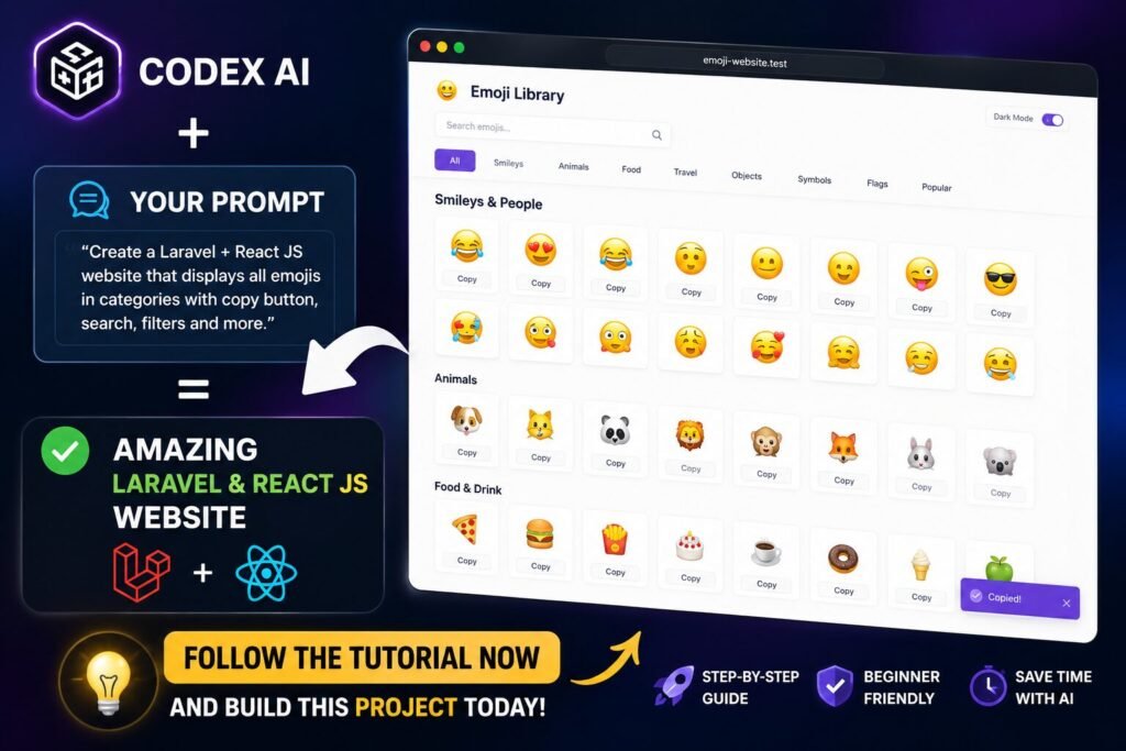 Codex AI + Your Prompt = Amazing Laravel & React JS Websites